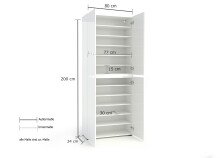 Schuhschrank >Glossy< in Weiß Hochglanz - 80x200x34cm (BxHxT)