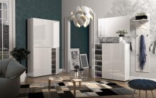 Schuhschrank >Glossy< in Weiß Hochglanz - 120x200x34cm (BxHxT)