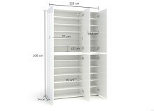 Schuhschrank >Glossy< in Weiß Hochglanz - 120x200x34cm (BxHxT)