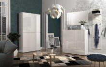 Schuhschrank >Glossy< in Weiß Hochglanz - 120x200x34cm (BxHxT)