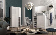 Schuhschrank >Glossy< in Weiß Hochglanz - 120x200x34cm (BxHxT)