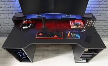 Schreibtisch >Tamas< in Schwarz/matt - 160x91,1x72cm (BxHxT)