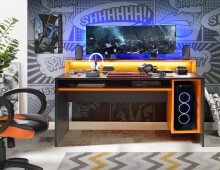 Schreibtisch >Tamas< in Schwarz/matt - 160x93,8x69cm (BxHxT)