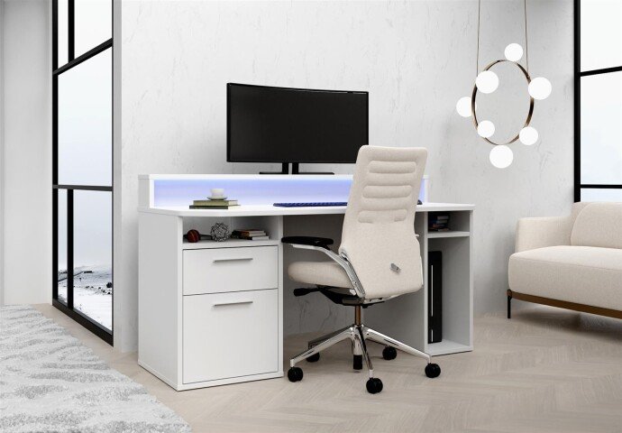 Schreibtisch >Tamas< in Weiß - 160x91,1x72cm (BxHxT)