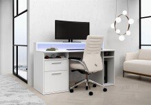 Schreibtisch >Tamas< in Weiß - 160x91,1x72cm...