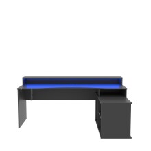 Schreibtisch >Tamas< in Schwarz/matt - 200x91x125,5cm (BxHxT)