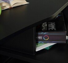 Schreibtisch >Tamas< in Schwarz/matt - 200x91x125,5cm (BxHxT)