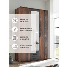 Kleiderschrank >Cilli< in Old Style - 120x197x54cm (BxHxT)