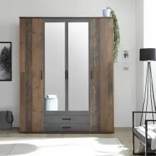 Kleiderschrank >Cilli< in Old Style - 159x197x54cm...