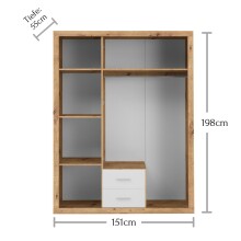 Kleiderschrank >Stern< in Artisan Eiche - 151x198x55cm (BxHxT)