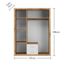Kleiderschrank >Stern< in Artisan Eiche - 151x198x55cm (BxHxT)