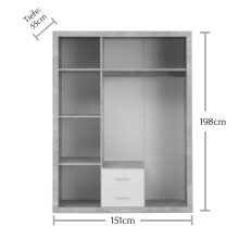 Kleiderschrank >Stern< in Beton - 151x198x55cm (BxHxT)