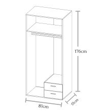 Kleiderschrank >Hamina< in Eiche Sonoma - 81x176x51cm (BxHxT)