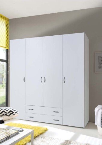 Kleiderschrank >Hamina< in Weiß - 160x177x52cm (BxHxT)