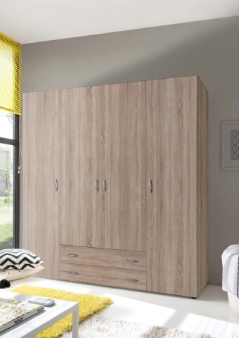 Kleiderschrank >Hamina< in Eiche Sonoma - 160x177x52cm (BxHxT)