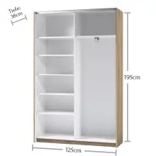 Kleiderschrank >Fred< in Eiche Sonoma Nachbildung - 125x196x38cm (BxHxT)