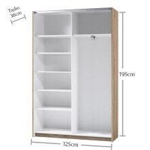 Kleiderschrank >Fred< in Eiche Sonoma Nachbildung - 125x196x38cm (BxHxT)