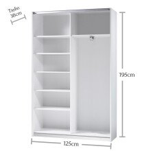 Kleiderschrank >Fred< in Weiß - 125x196x38cm (BxHxT)