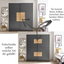 Kleiderschrank >Johann< in Graphit - 170x195x59cm (BxHxT)