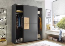 Kleiderschrank >Johann< in Graphit - 170x195x59cm (BxHxT)