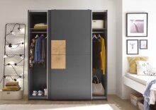 Kleiderschrank >Johann< in Graphit - 170x195x59cm (BxHxT)