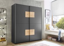 Kleiderschrank >Johann< in Graphit - 170x195x59cm (BxHxT)