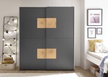 Kleiderschrank >Johann< in Graphit - 170x195x59cm (BxHxT)