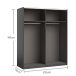 Kleiderschrank >Johann< in Graphit - 170x195x59cm (BxHxT)