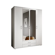 Kleiderschrank >Karl< in Weiß / Spiegel -...
