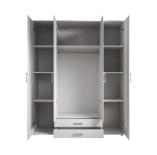 Kleiderschrank >Karl< in Weiß / Spiegel - 159x196x54cm (BxHxT)