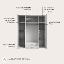 Kleiderschrank >Karl< in Weiß / Spiegel - 159x196x54cm (BxHxT)