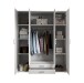Kleiderschrank >Karl< in Weiß / Spiegel - 159x196x54cm (BxHxT)