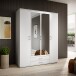 Kleiderschrank >Karl< in Weiß / Spiegel - 159x196x54cm (BxHxT)