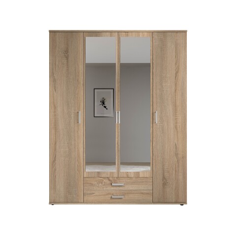 Kleiderschrank >Karl< in Eiche Sonoma - 159x196x54cm (BxHxT)