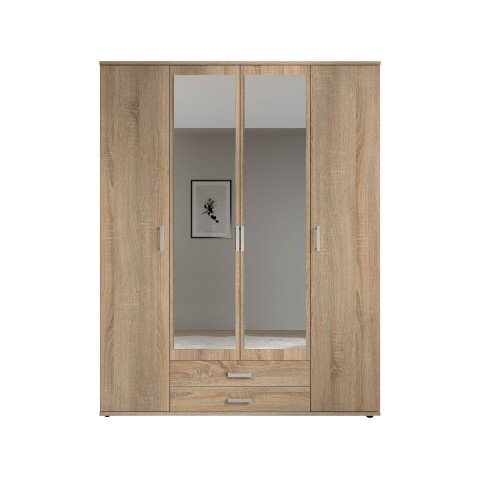 Kleiderschrank >Karl< in Eiche Sonoma - 159x196x54cm (BxHxT)