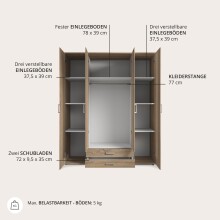 Kleiderschrank >Karl< in Eiche Sonoma - 159x196x54cm (BxHxT)