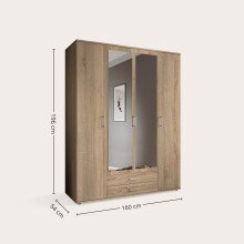 Kleiderschrank >Karl< in Eiche Sonoma - 159x196x54cm (BxHxT)