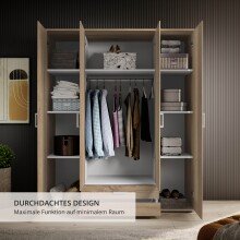 Kleiderschrank >Karl< in Eiche Sonoma - 159x196x54cm (BxHxT)