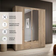 Kleiderschrank >Karl< in Eiche Sonoma - 159x196x54cm (BxHxT)