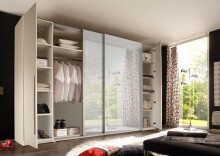 Kleiderschrank >Ketty< in Weiß / Spiegel - 270x225x61cm (BxHxT)