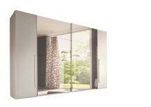 Kleiderschrank >Ketty< in Weiß / Spiegel - 270x225x61cm (BxHxT)