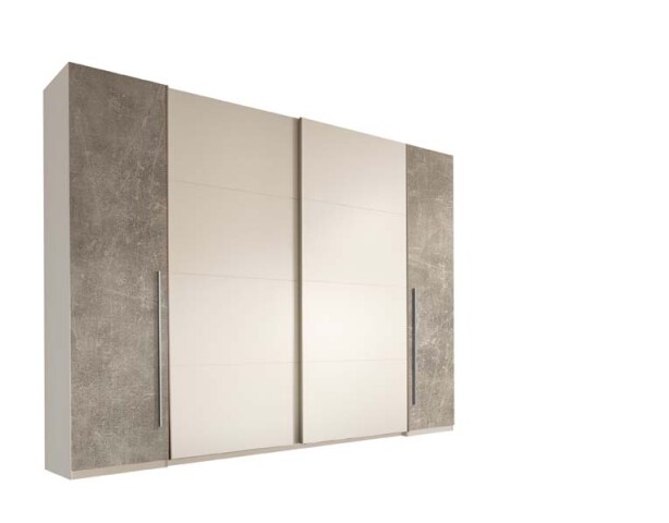 Kleiderschrank >Ketty< in Weiß / Beton - 315x225x61cm (BxHxT)