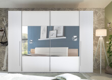 Kleiderschrank >Mega< in Weiß / Spiegel - 267x226x60cm (BxHxT)