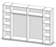 Kleiderschrank >Mega< in Weiß / Spiegel - 267x226x60cm (BxHxT)