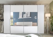 Kleiderschrank >Mega< in Weiß / Spiegel - 267x226x60cm (BxHxT)