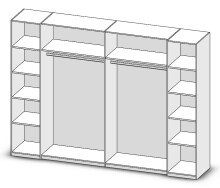 Kleiderschrank >Mega< in Weiß / Spiegel - 267x226x60cm (BxHxT)