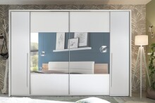Kleiderschrank >Mega< in Weiß / Spiegel - 312x226x61cm (BxHxT)