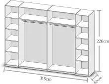 Kleiderschrank >Mega< in Weiß / Spiegel - 312x226x61cm (BxHxT)