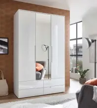 Kleiderschrank >Suzette< in Weiß - 126x208x57...
