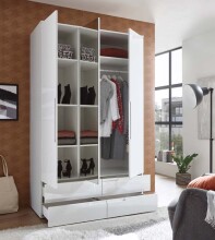 Kleiderschrank >Suzette< in Weiß - 126x208x57 (BxHxT)